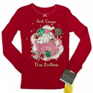 Cynthia Rowley Girl’s Pajama Top Christmas Cocoa Bedtime Red Size 4T